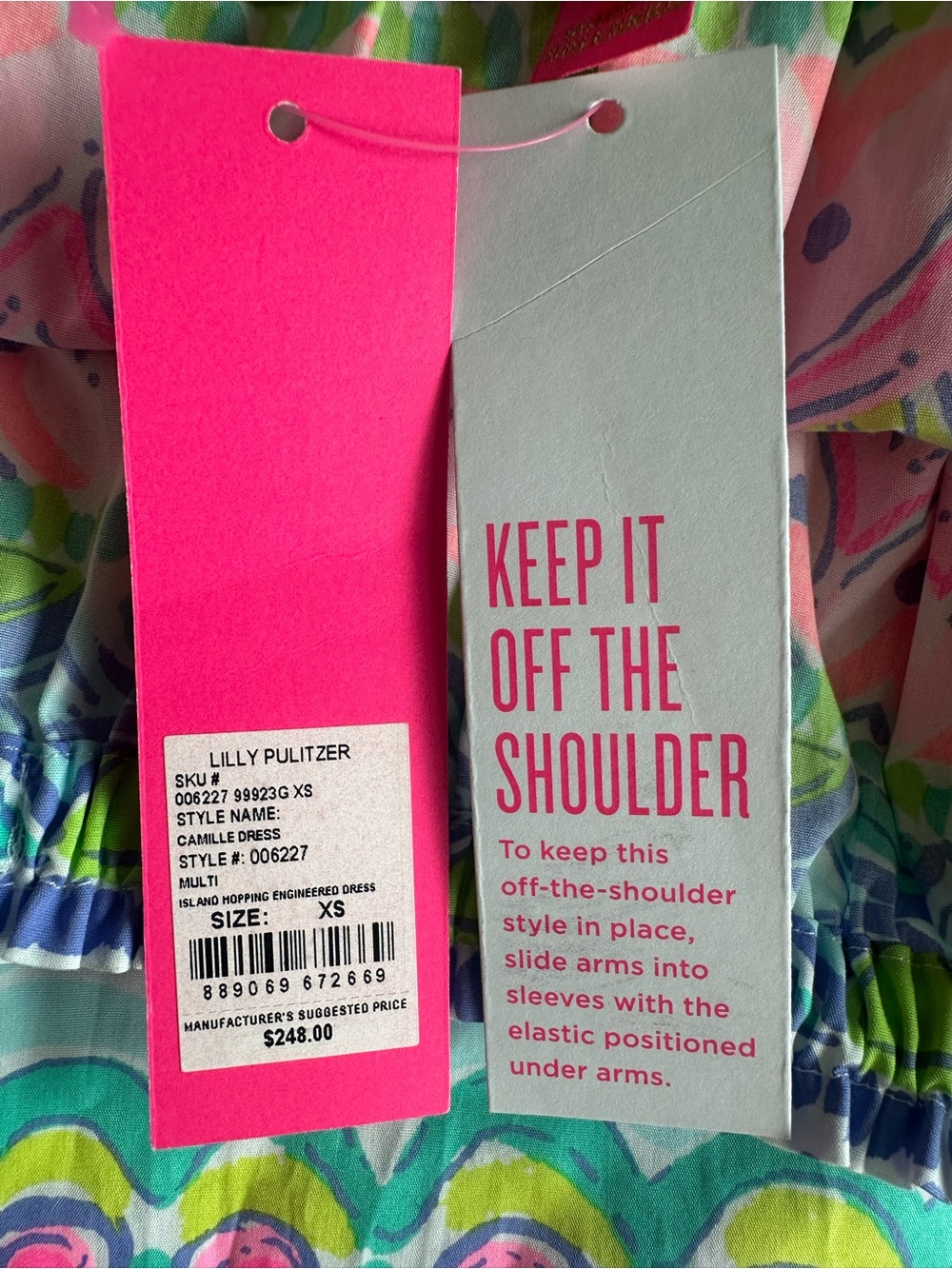 NWT Lilly Pulitzer Camille Island Hopping Tropical Off Shoulder Midi‎ Dress - Picture 7 of 8